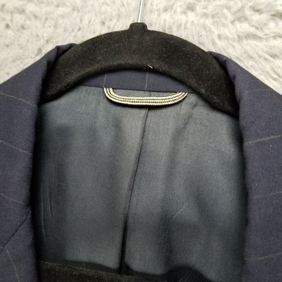 Christian Dior Jacket Mens 42L Blue Stripe Wool Long Sleeve 2 Button Blazer Suit - Picture 8 of 16